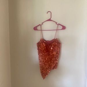 Vintage Peach  asymmetrical sequin top